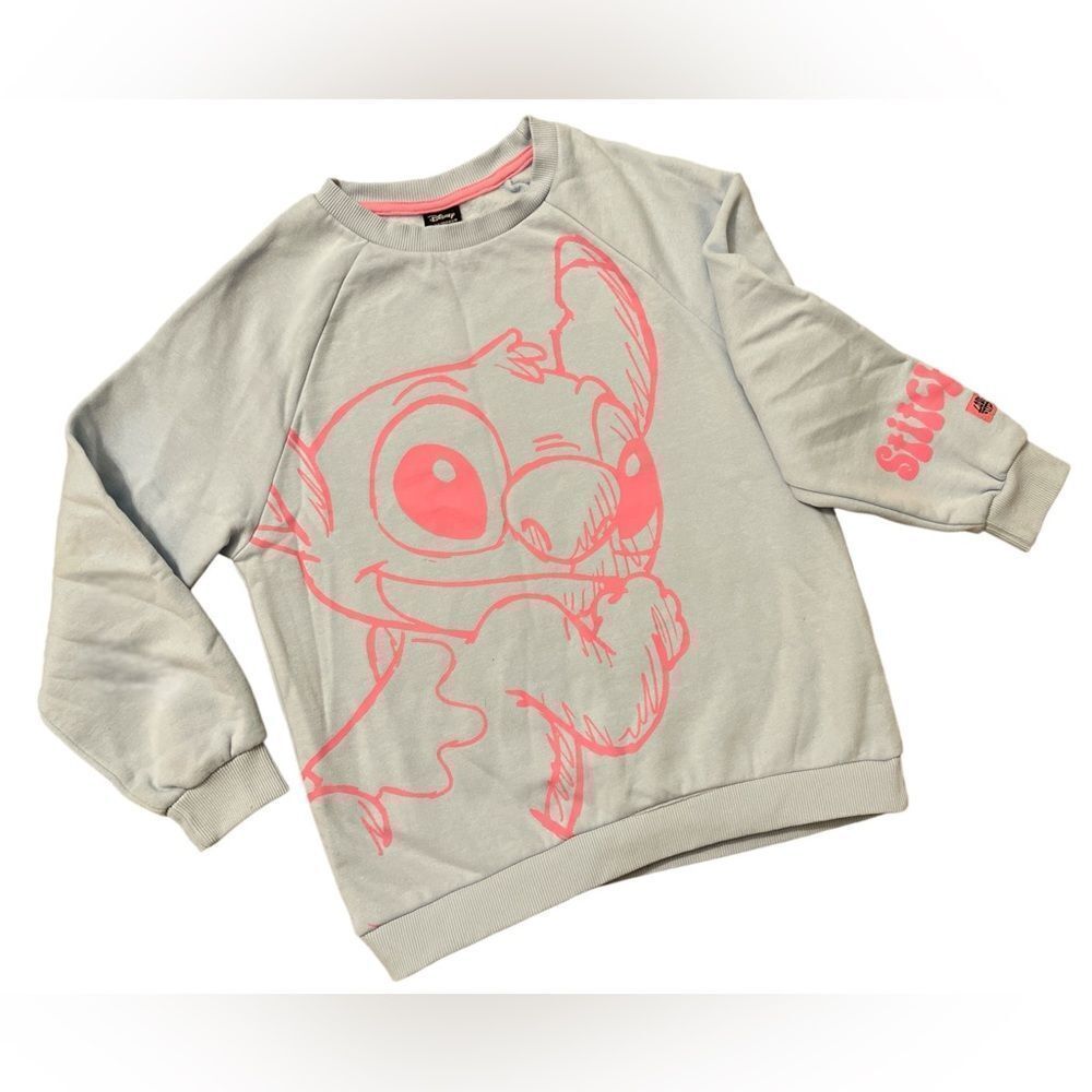 Disney Sweater Blue Lilo Stitch Crewneck Pullover